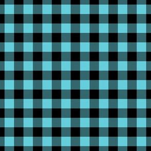 Gingham Pattern - Brilliant Cyan and Black
