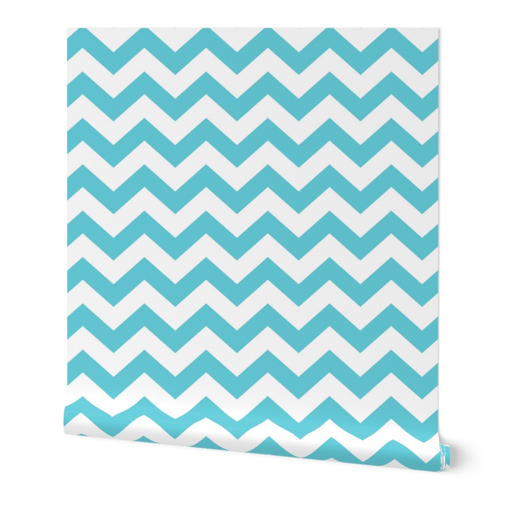 Chevron Pattern - Brilliant Cyan and White