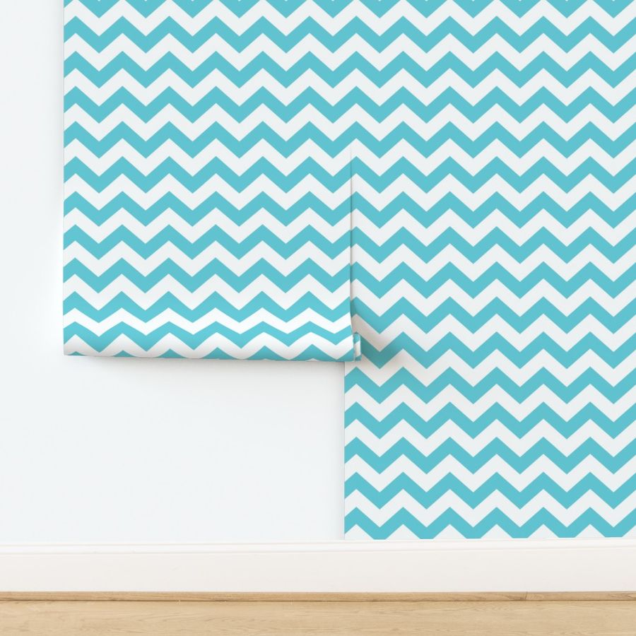 Chevron Pattern - Brilliant Cyan and White