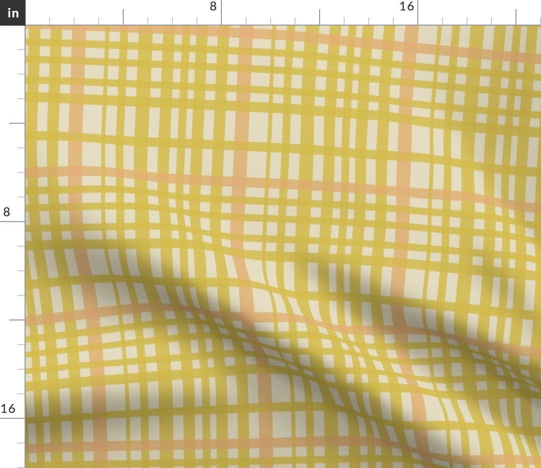 Mustard & pink plaid on cream