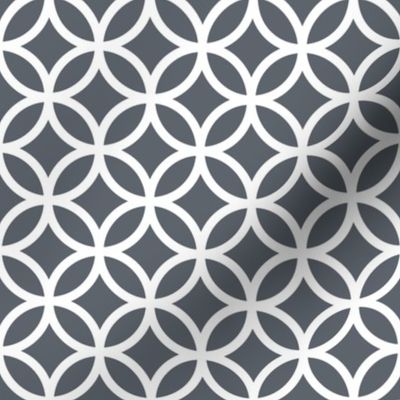 Interlocked Circles Pattern - Slate Grey and White