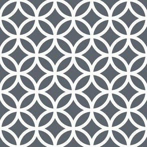 Interlocked Circles Pattern - Slate Grey and White