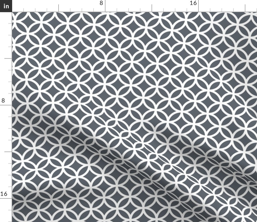 Interlocked Circles Pattern - Slate Grey and White