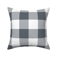 Extra Jumbo Gingham Pattern - Slate Grey and White