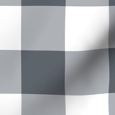 Extra Jumbo Gingham Pattern - Slate Grey and White