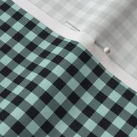 Small Gingham Pattern - Pastel Mint and Midnight Black