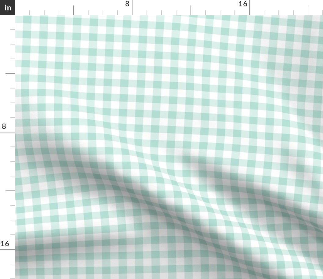 Gingham Pattern - Pastel Mint and White