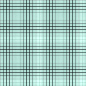 Grid Pattern - Pastel Mint and Midnight Black