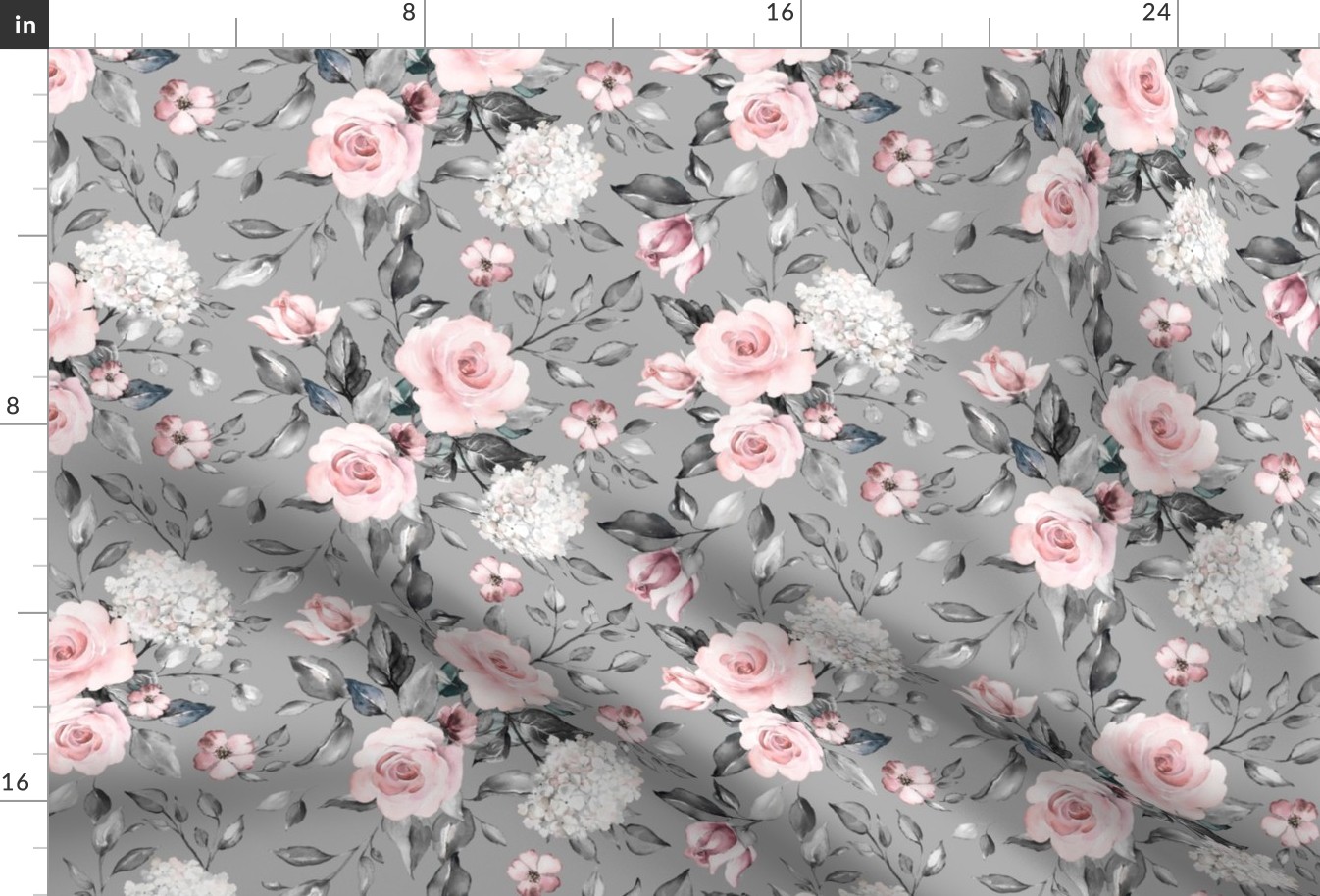 blush rose floral - gray
