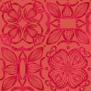 lotus tile orange red pink