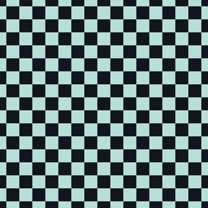 Checker Pattern - Pastel Mint and Midnight Black