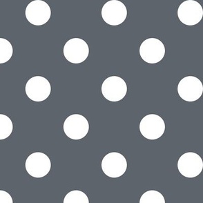 Big Polka Dot Pattern - Slate Grey and White