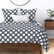 Large Polka Dot Pattern - Slate Grey and White