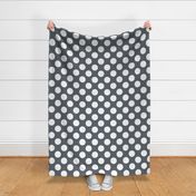 Large Polka Dot Pattern - Slate Grey and White