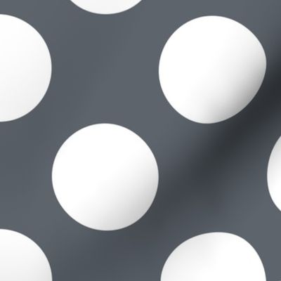 Large Polka Dot Pattern - Slate Grey and White