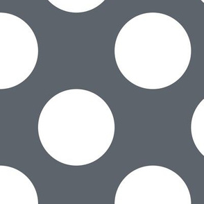 Large Polka Dot Pattern - Slate Grey and White