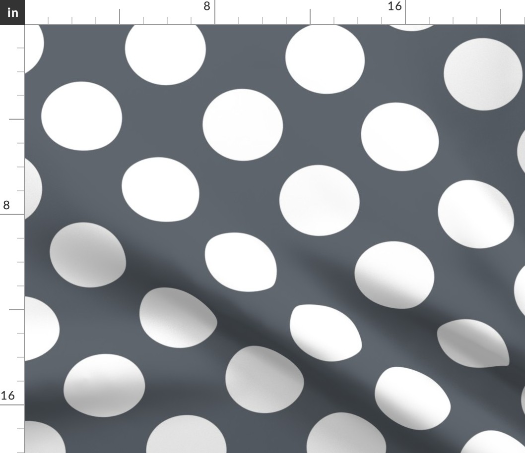 Large Polka Dot Pattern - Slate Grey and White