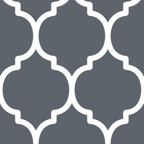 Extra Large Moroccan Tile Pattern - Slate Grey and White