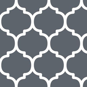 Large Moroccan Tile Pattern - Slate Grey and White