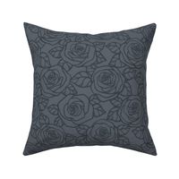 Rose Cutout Pattern - Slate Grey and Charcoal