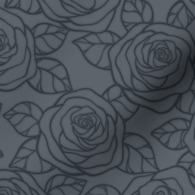 Rose Cutout Pattern - Slate Grey and Charcoal