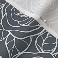 Rose Cutout Pattern - Slate Grey and White