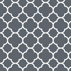 Quatrefoil Pattern - Slate Grey and White
