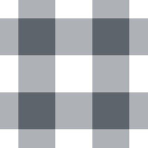 Jumbo Gingham Pattern - Slate Grey and White
