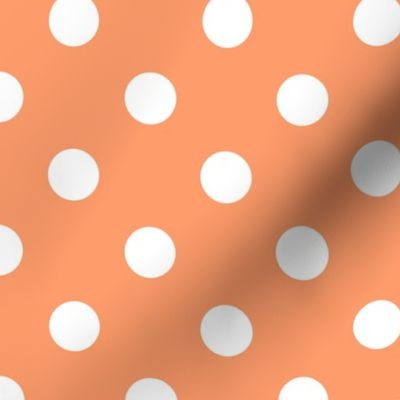 Big Polka Dot Pattern - Tangerine and White