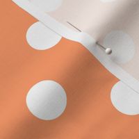 Big Polka Dot Pattern - Tangerine and White