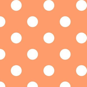 Big Polka Dot Pattern - Tangerine and White