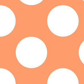 Large Polka Dot Pattern - Tangerine and White