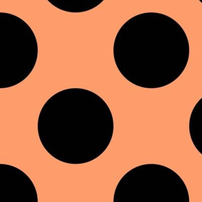 Large Polka Dot Pattern - Tangerine and Black