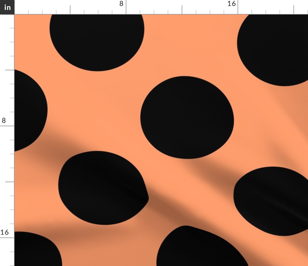 Jumbo Polka Dot Pattern - Tangerine and Black