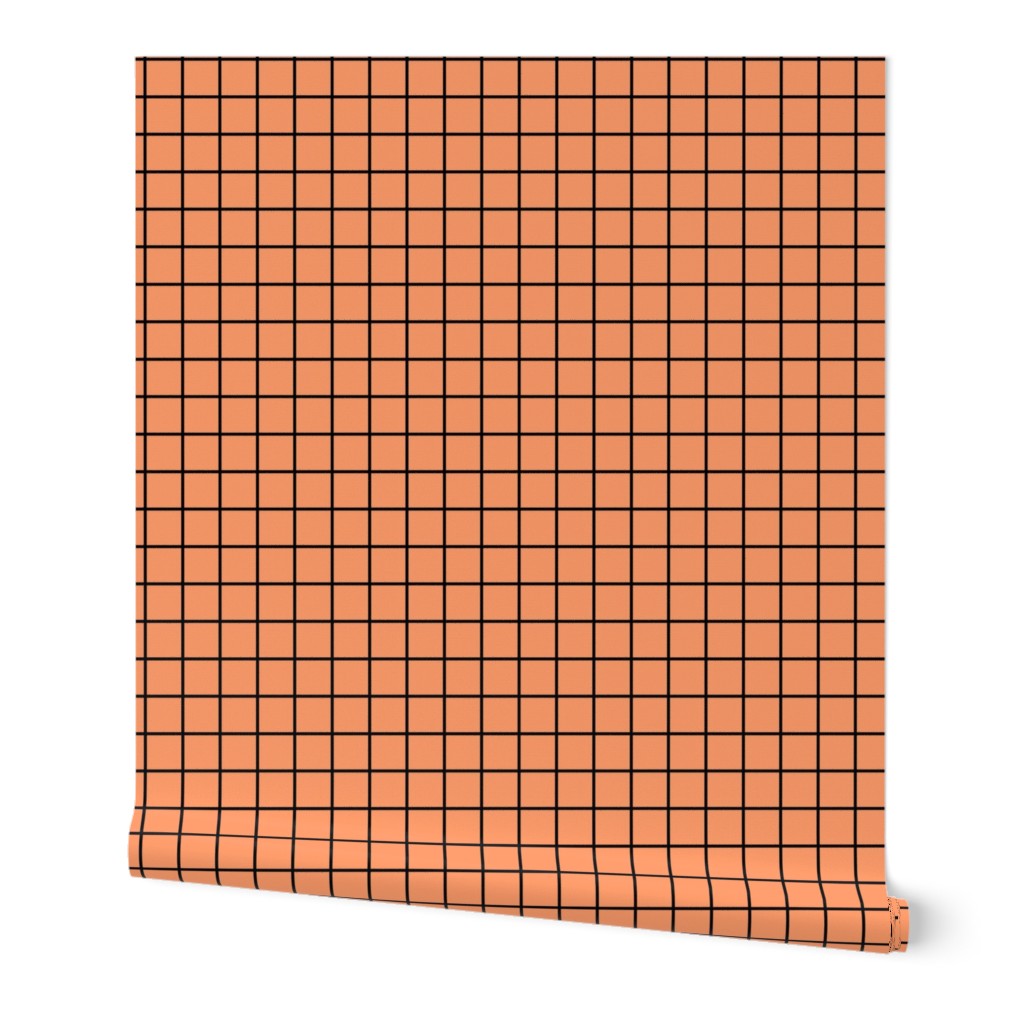 Grid Pattern - Tangerine and Black