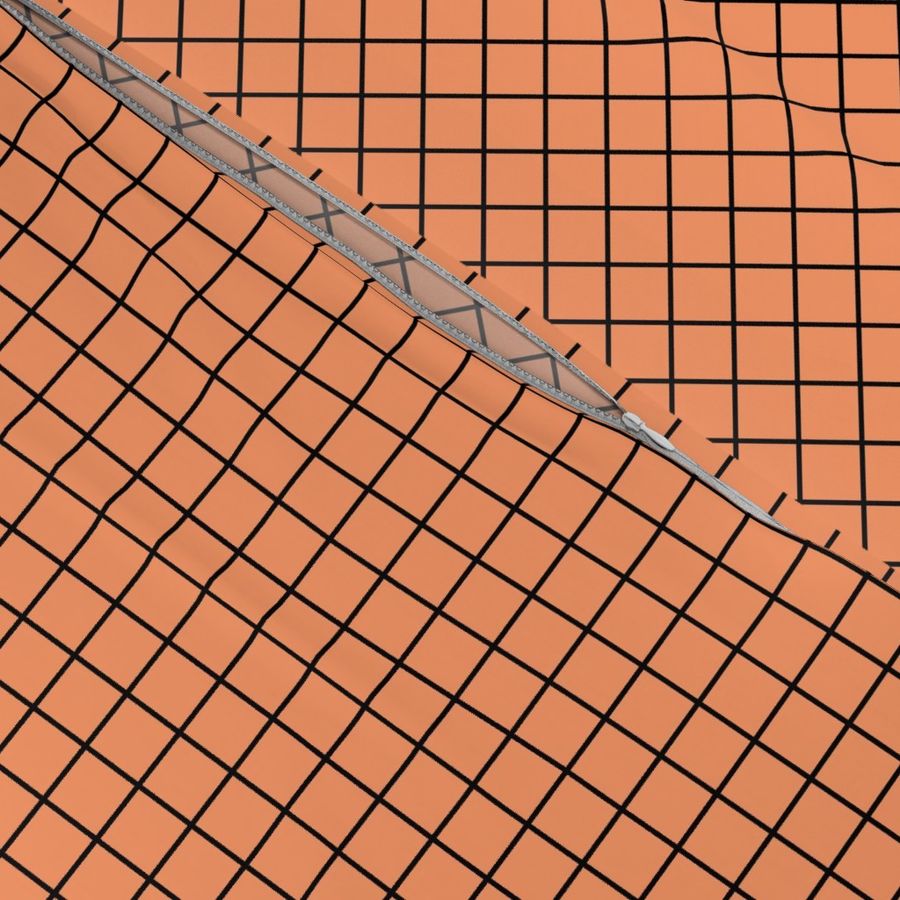 Grid Pattern - Tangerine and Black