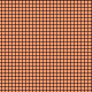 Small Grid Pattern - Tangerine and Black