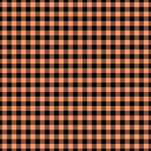 Small Gingham Pattern - Tangerine and Black