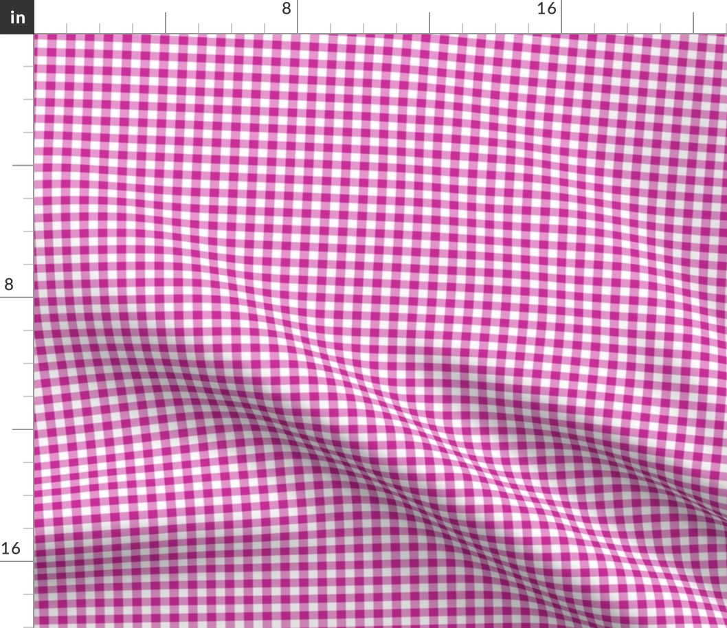 Small Gingham Pattern - Royal Fuchsia and White