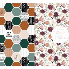 2 Smalls - Mudcloth Geo Jackson and Roses Wildflower Bergundy Blush