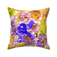 watercolor floral large purple yellow