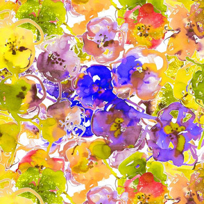 watercolor floral large purple yellow