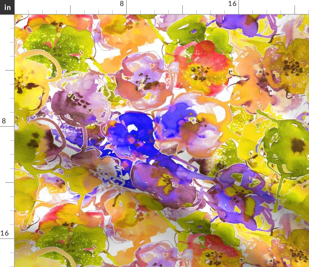 watercolor floral large purple yellow