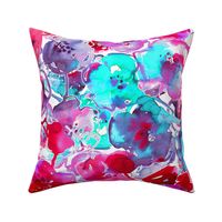 watercolor floral large purple pink aqua