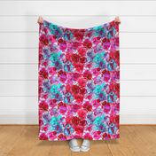 watercolor floral large purple pink aqua