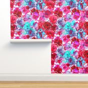 watercolor floral large purple pink aqua