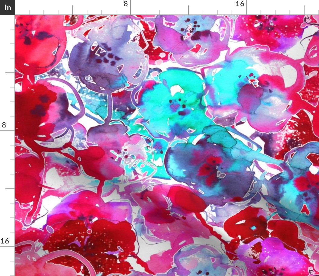 watercolor floral large purple pink aqua