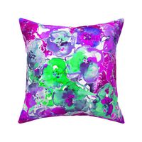 watercolor floral large purple green blue