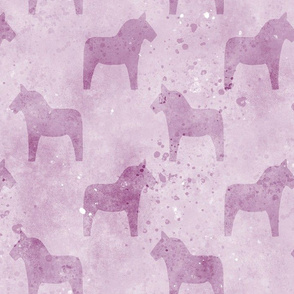 Dala Horses aquarelle - Pink