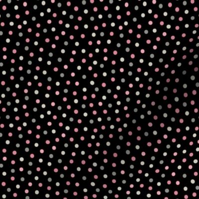 Pink and Gray Confetti Dots on Black 
